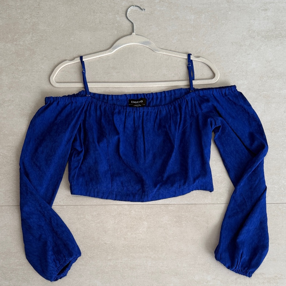 bebe Royal Blue Off-Shoulder Crop Top
